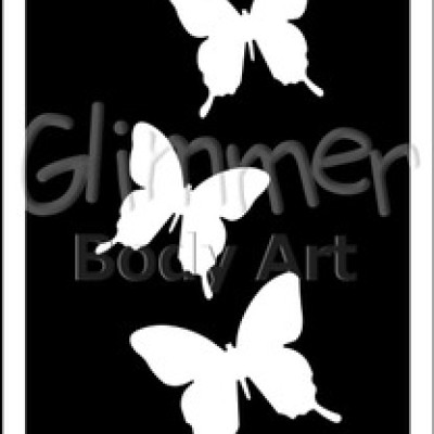 Glitter tattoo 006 Cascading Tri-Butterflies Pack Of 5 